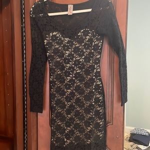 Black long sleeve lace dress